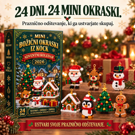 Adventni koledar – 24 mini božični okraski iz kock