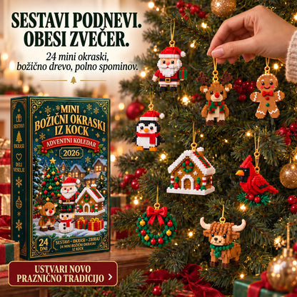 Adventni koledar – 24 mini božični okraski iz kock