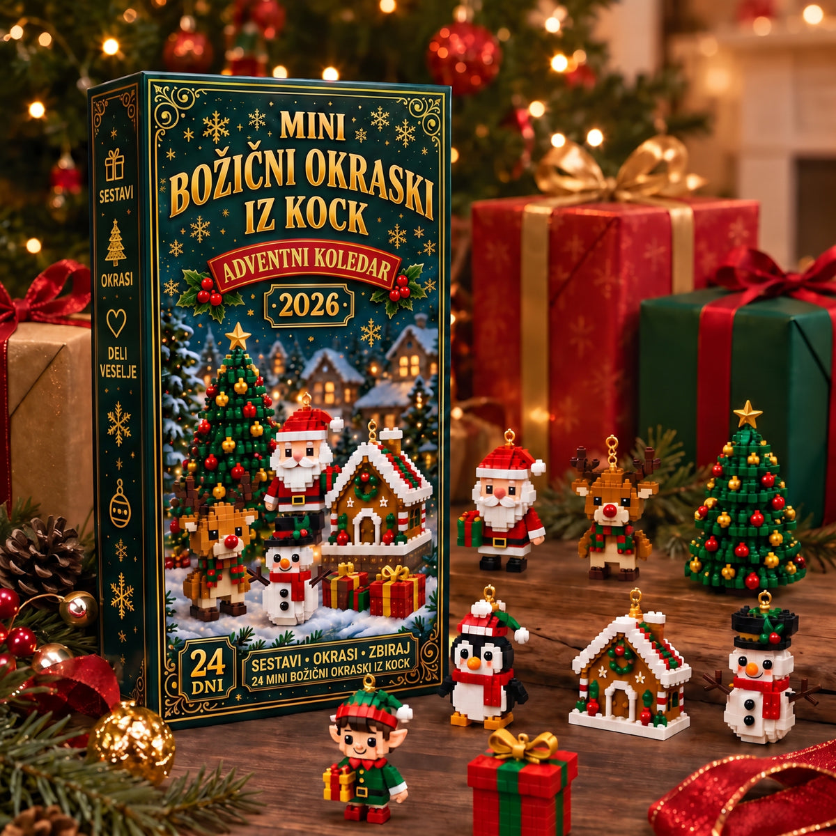 Adventni koledar – 24 mini božični okraski iz kock