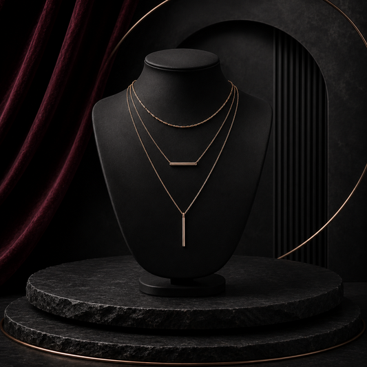 Layered Gold Bar Necklace Set – Minimalist Multi-Strand Pendant Jewelry for Everyday Luxe Styling