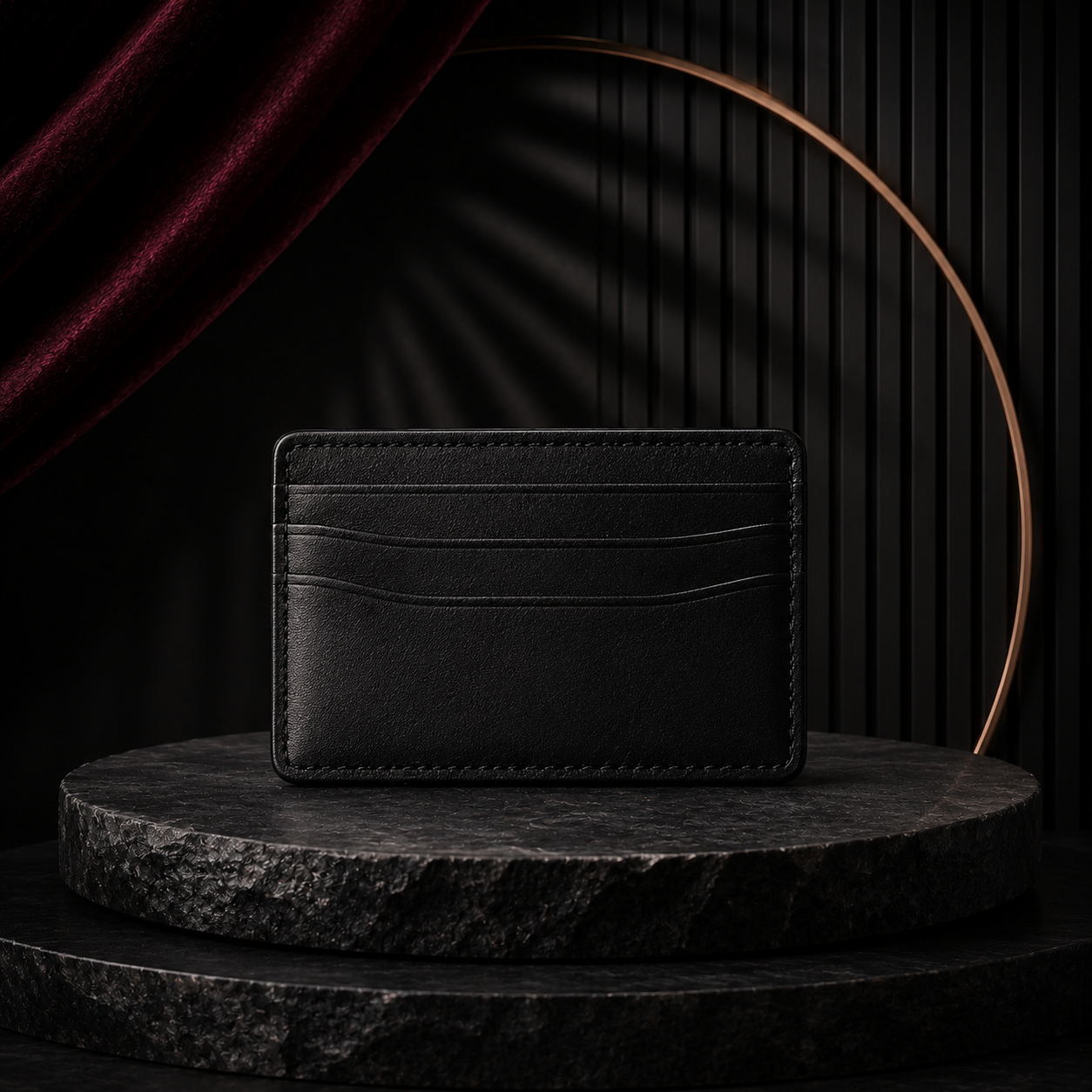 Slim Black Leather Card Holder – Minimalist Front Pocket Wallet for Travel & Everyday Carry