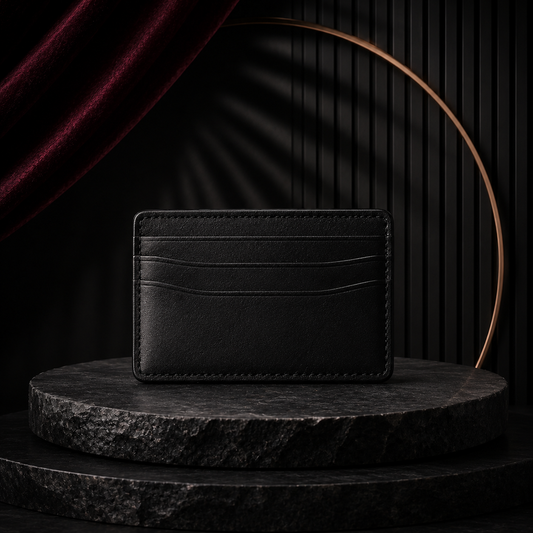 Slim Black Leather Card Holder – Minimalist Front Pocket Wallet for Travel & Everyday Carry