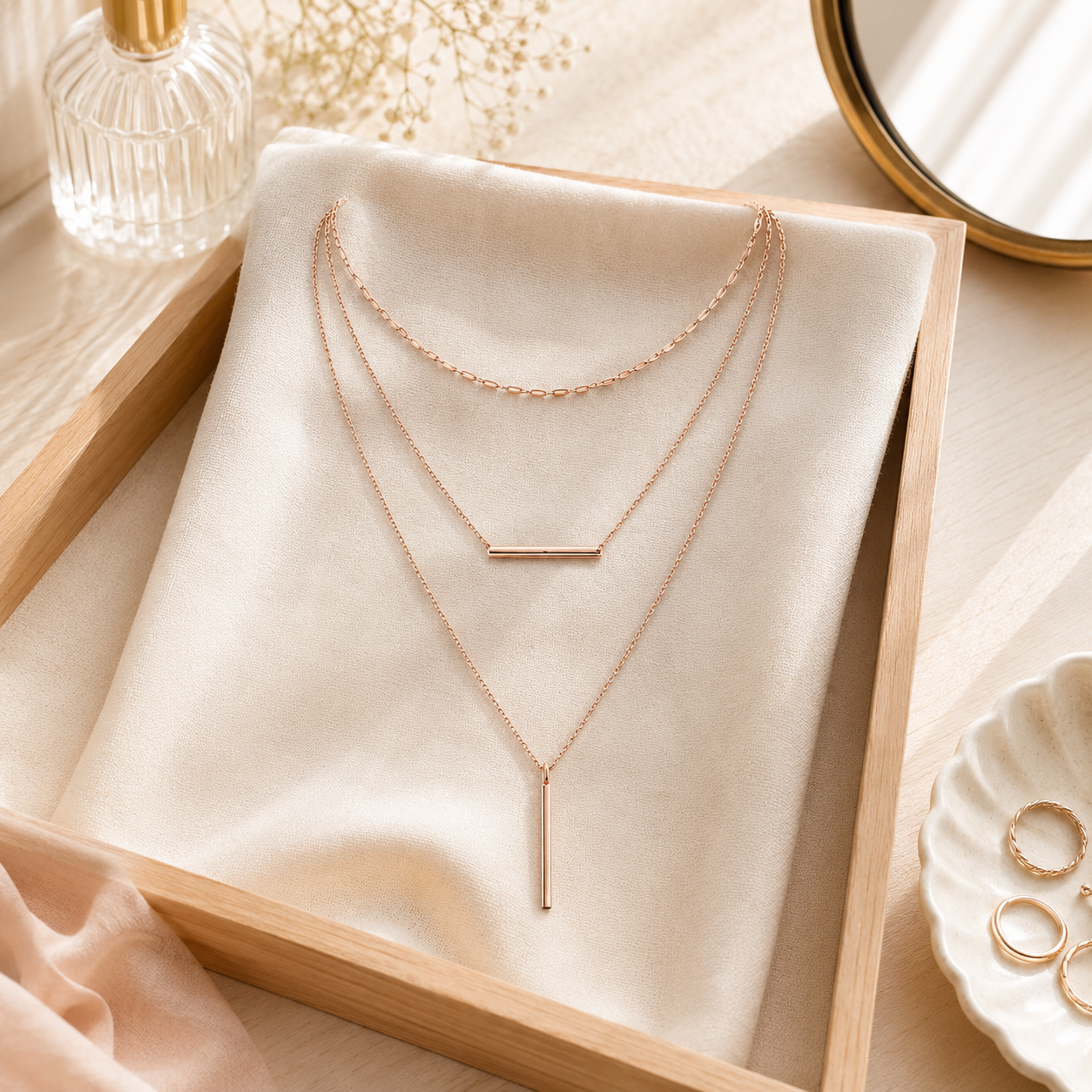 Layered Gold Bar Necklace Set – Minimalist Multi-Strand Pendant Jewelry for Everyday Luxe Styling