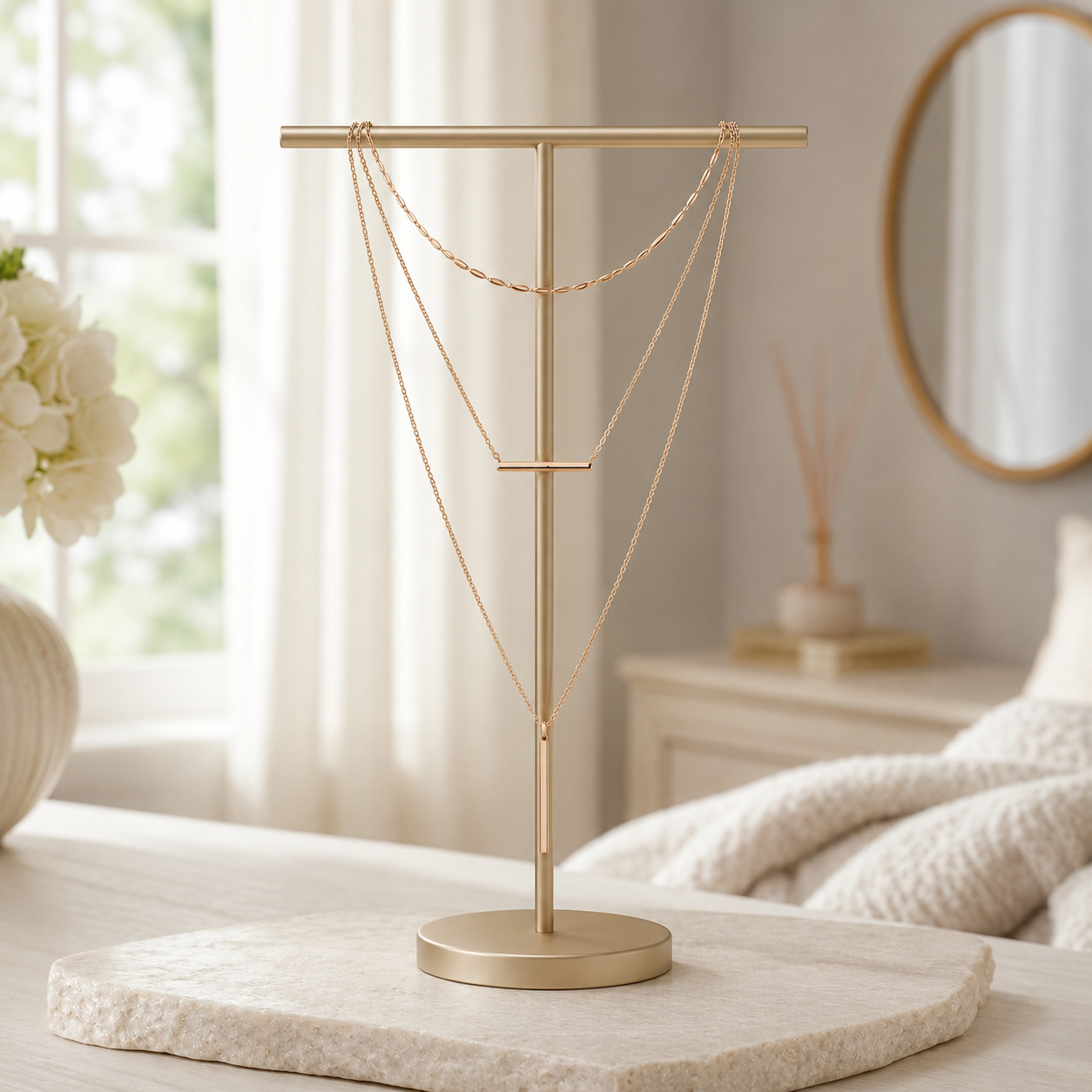 Layered Gold Bar Necklace Set – Minimalist Multi-Strand Pendant Jewelry for Everyday Luxe Styling