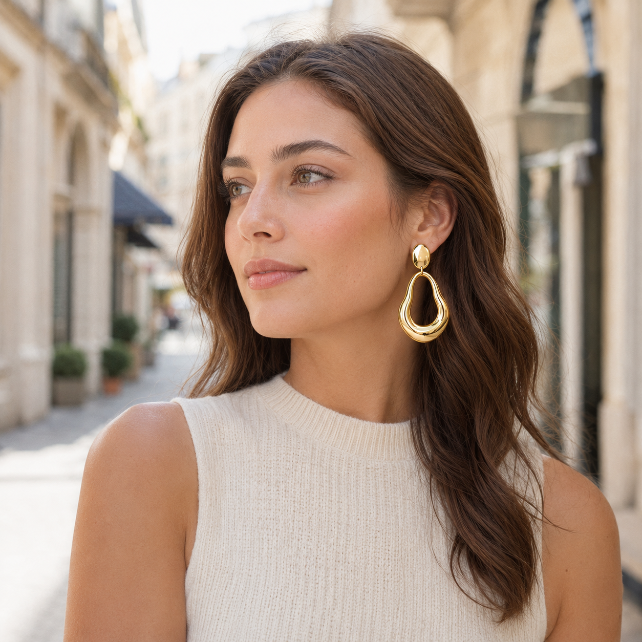 Gold Sculptural Drop Earrings – Organic Teardrop Statement Earrings for Effortless Luxe Styling