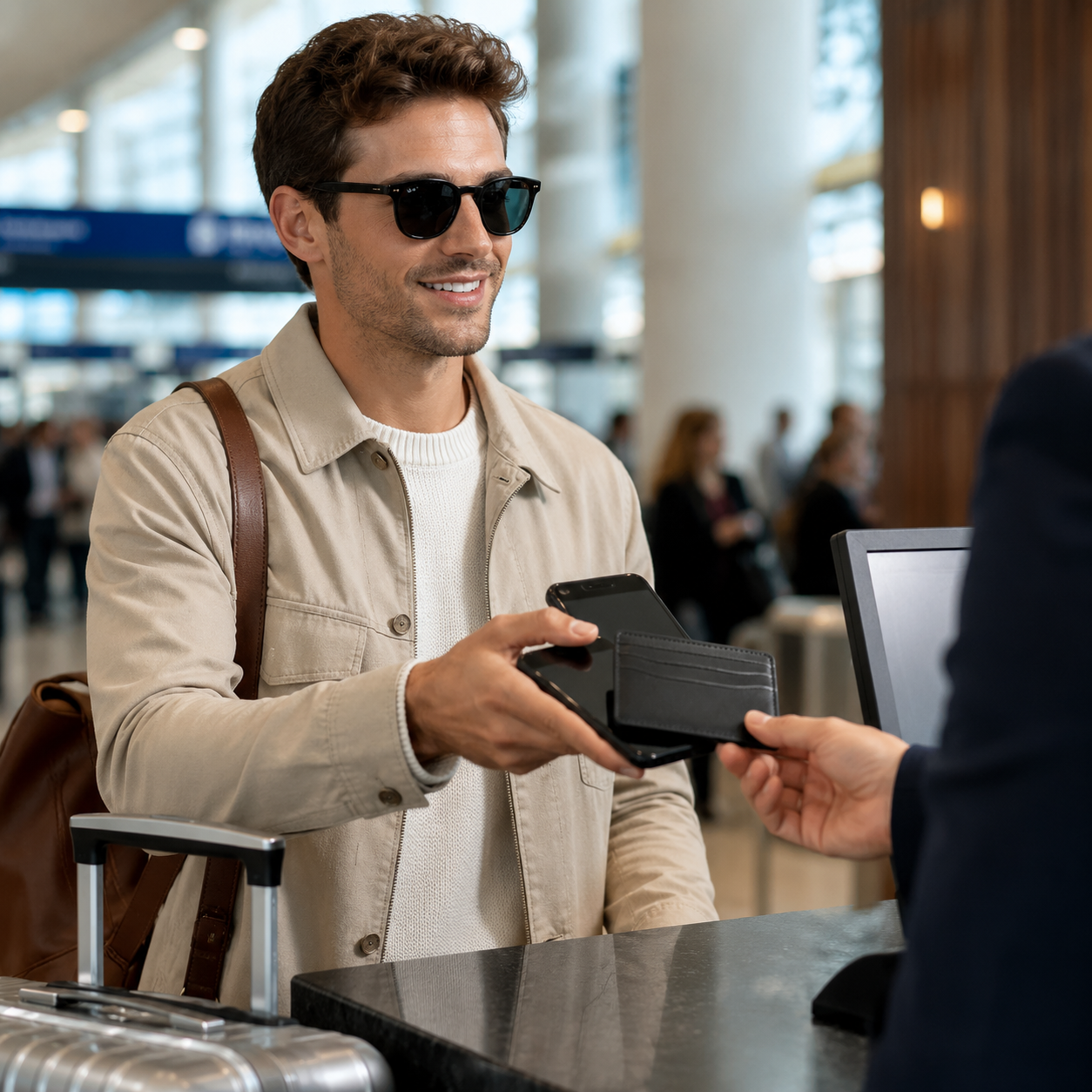 Slim Black Leather Card Holder – Minimalist Front Pocket Wallet for Travel & Everyday Carry
