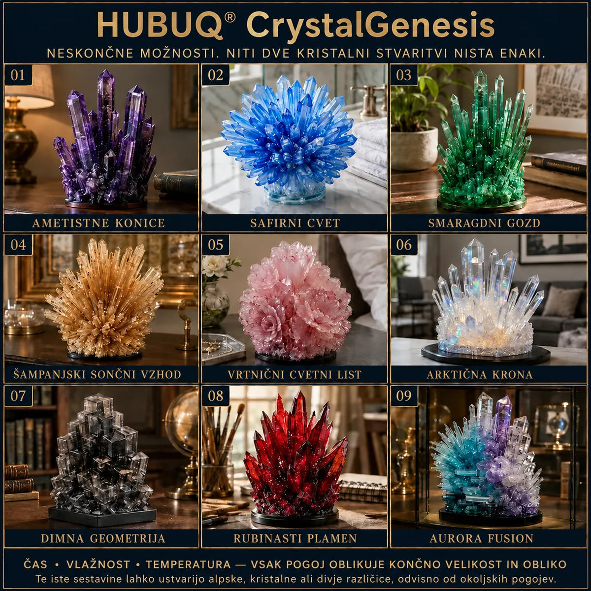HUBUQ® CrystalGenesis — Premium komplet za ustvarjanje teksturiranih kristalov 💎