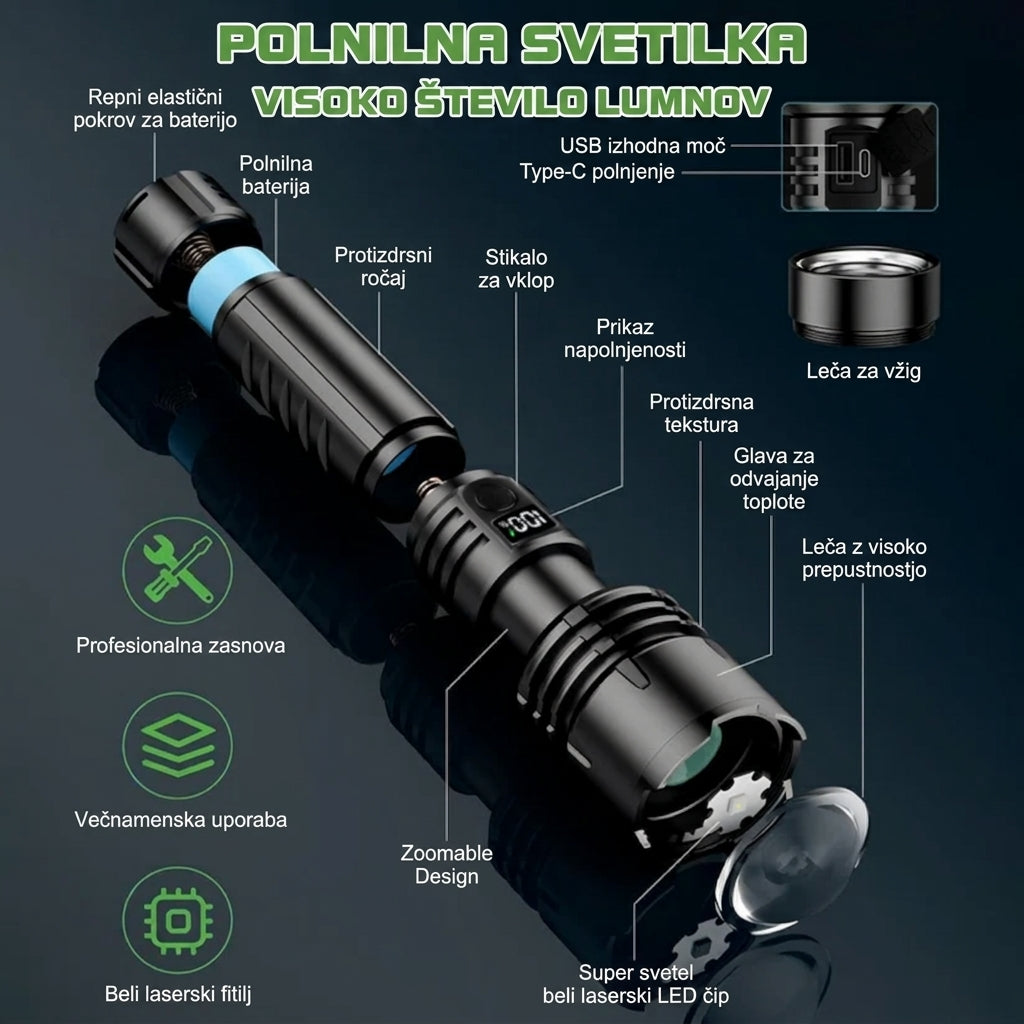 🔥 NAJBOLJŠA POSEBNA PONUDBA: 70 % POPUST + 🎁 2026 Super Bright Ultimate Tactical Survival Flashlight · VEČ KOT 2 MILIJONA PRODANIH · 80X SVETLEJŠA · 120 UR DELOVANJA · VOJAŠKA COB LED TEHNOLOGIJA
