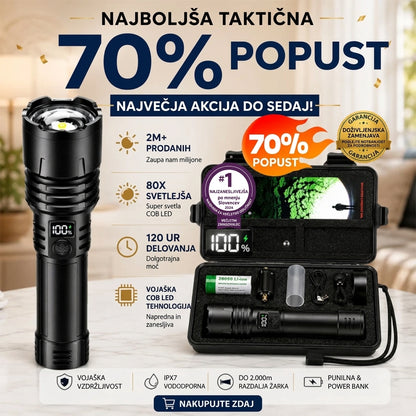 🔥 NAJBOLJŠA POSEBNA PONUDBA: 70 % POPUST + 🎁 2026 Super Bright Ultimate Tactical Survival Flashlight · VEČ KOT 2 MILIJONA PRODANIH · 80X SVETLEJŠA · 120 UR DELOVANJA · VOJAŠKA COB LED TEHNOLOGIJA